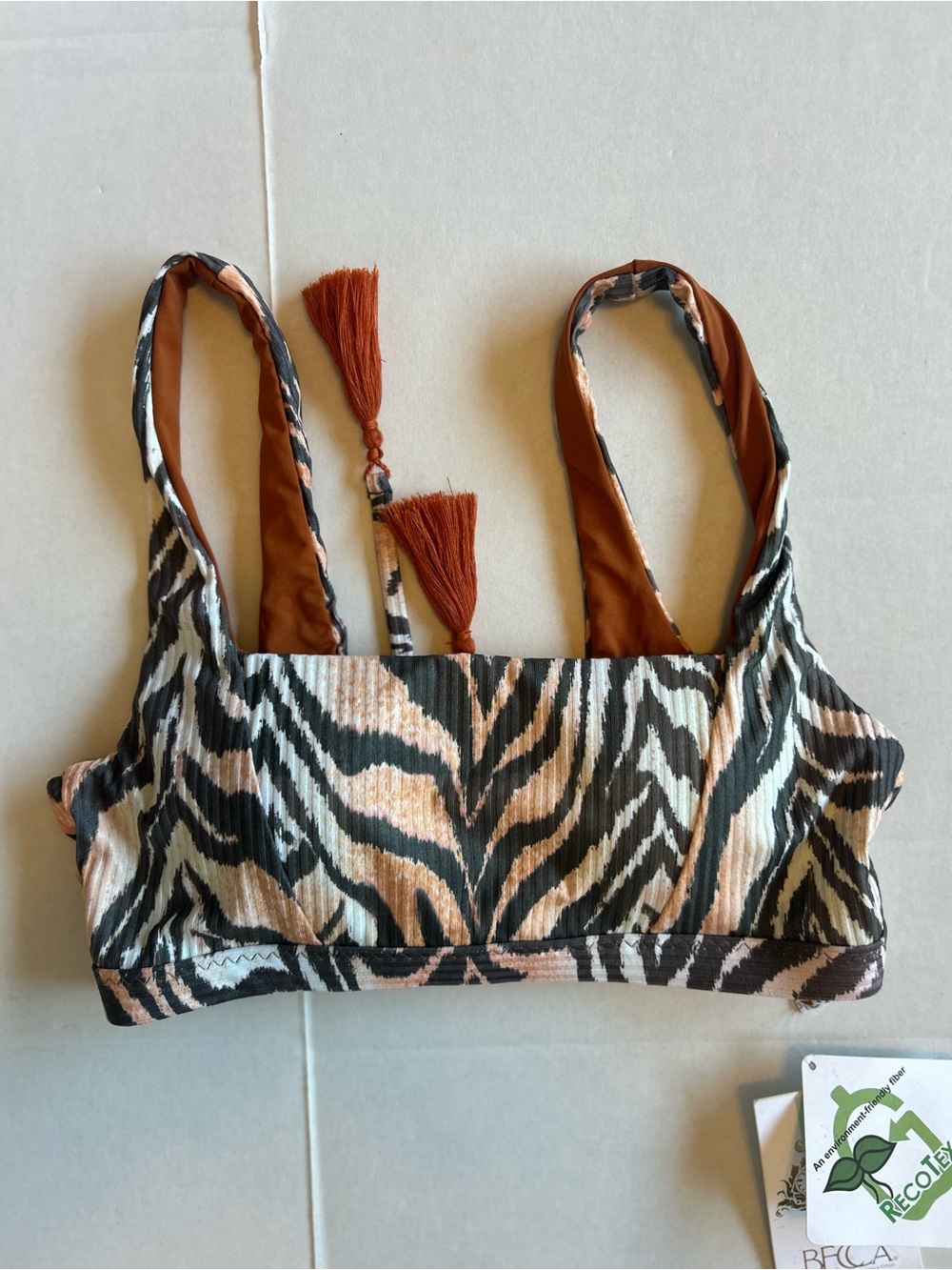 Becca By Rebecca Virtue Zebra Print Bikini Top Size S
